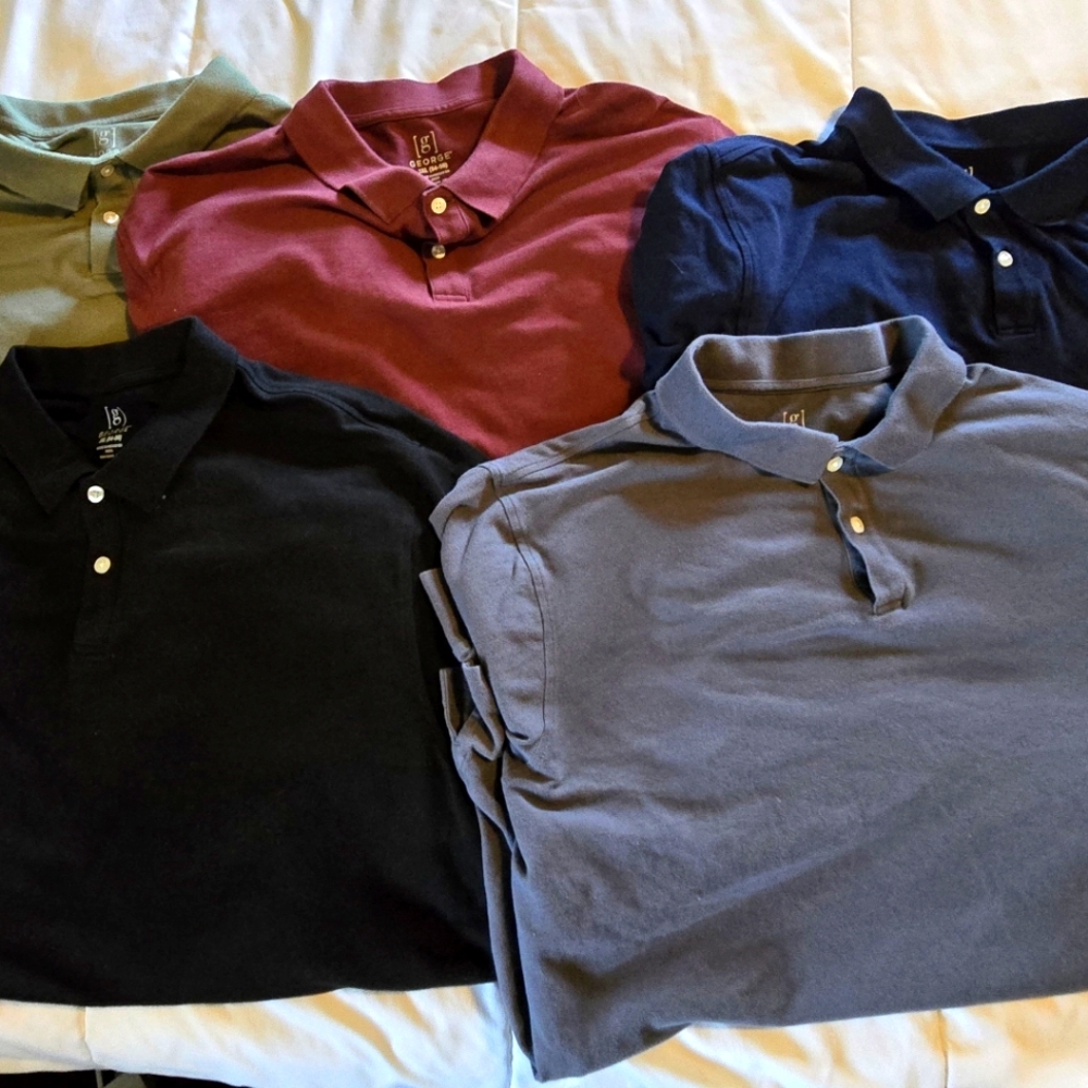 5 Mens George Long Sleeve Polo shirts